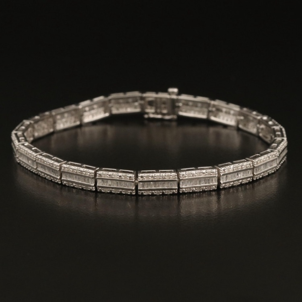 💎💎 EXQUISITE Diamond Lined Bracelet in Sterling Silver 💎💎
